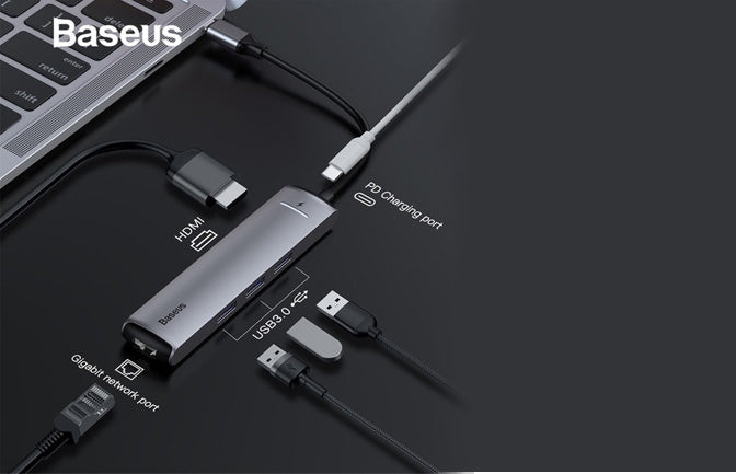 Load image into Gallery viewer, Baseus 6in1 HUB Adapter USB Type C to USB 3.0